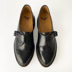 Dr. Martens Agnes Black Full Grain Smooth Leather Buckle Loafers PRISTINE